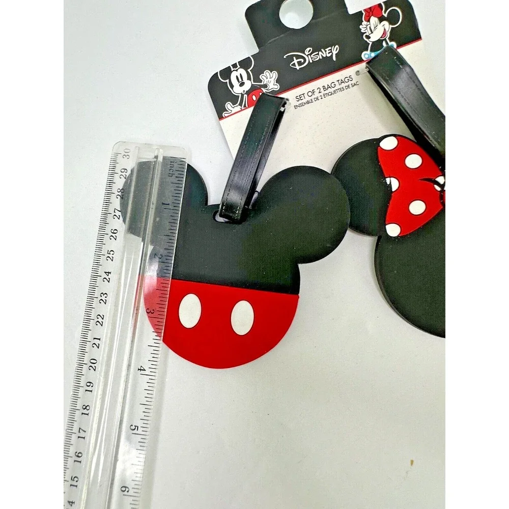 New Disney Mickey Minnie Mouse Luggage Tag Set of 2 Silicone
